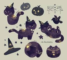 Nk Illustrates Night Star Cat Cat O Lanterns And Ghost Cats My Blog Posts Cute Art Cat Art Kawaii Art