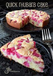 Quick Rhubarb Cake Decadent Fruit Desserts She Paused 4 Thought Recipe Rhubarb Recipes Rhubarb Desserts Dessert Recipes