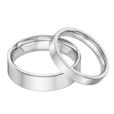 Wedding ring sets white gold. His And Hers 14k White Gold Flat Wedding Band Ring Set