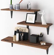 New temple street book shelf. Amazon Com Bameos Floating Shelves Rustic Wood Wall Storage Shelves Wall Mounted Shelf Organizer Set Of 3 For Living Room Bedroom Kitchen Bathroom Office Kitchen Dining
