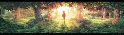 Art background digital painting animation art landscape art fantasy artwork environmental art environment design scenery fantasy landscape. Hd Wallpaper Anime Forest Landscape Fantasy Art Anime Girls Tree Plant Wallpaper Flare