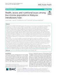 Последние твиты от public health malaysia (@health_malaysia). Pdf Health Access And Nutritional Issues Among Low Income Population In Malaysia Introductory Note