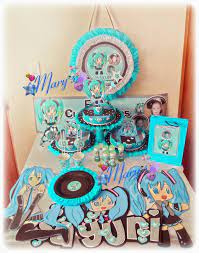 Pin By Melani Cordon Schulze On Cumple Hatsune Miku Ideas Anime Party Ideas Hatsune Miku Birthday Birthday Party Decorations
