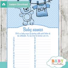Blue Clothesline Baby Shower Games D151 Baby Printables