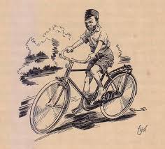 Naik Sepeda 1950 Ilustrasi Lukisan Indonesia