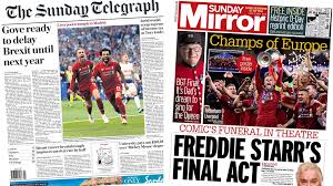 Последние твиты от liverpool fc news (@livecholfc). Newspaper Headlines Liverpool Are Champions And Gove On Brexit Delay Bbc News