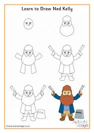Learn To Draw Ned Kelly Ned Kelly Cartoon Drawing Tutorial Learn To Draw