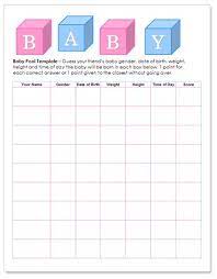 Each sheet has rows for up to 12 guests to enter their guesses and each player writes their guess in the appropriate column so you'll also need a pencil or pen. Worddraw Com Free Baby Pool Template For Microsoft Word Baby Pool Template Baby Pool Baby Shower Templates