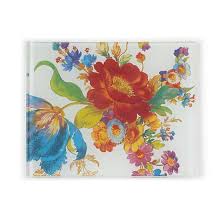 Includes packet themes such as florals, mythology, shell patterns,traditional and wood spirits. Mackenzie Childs Flower Market Cutting Board Small