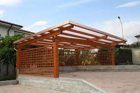 This Modern Wooden Carport Is Design Like A Bee Hive Unless This Is Rectangular The Port Will Secure The Entire Area And Keep The Car From Wooden Carports Carport Designs Wood