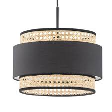 The bedside lamps can also be the right occasion for furnish the bedroom adding a decorative elements. Suspension Tape Avec Abat Jour En Rotin A 1 Lampe Luminaire Fr