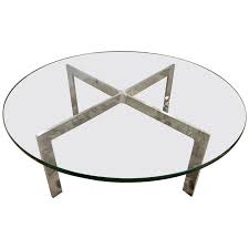 Galaxy tempered glass round end table with chrome frame. Mid Century Modern Round Glass And Chrome Barcelona Cocktail Coffee Table For Sale At 1stdibs
