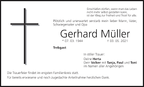 Gerhard gerd müller (german pronunciation: Gerhard Muller Traueranzeige Trauer Infranken De