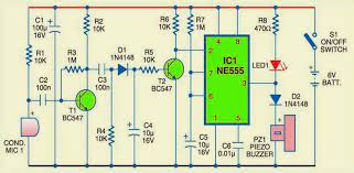 In this circuit ne 555 was wired as a monostable multivibrator in which a negative trigger to the pin 2 of the ic gives out high signal and positive trigger gives low signal in the output, read detailed description working of 555 monostable mutivibrator. Noise Or Sound Sensor Alarm Circuit Using Ic 555 Gadgetronicx