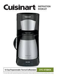 Instruction manual for cuisinart ice maker model: Cuisinart 12 Cup Programmable Thermal Coffeemaker Dtc 975bkn Manual