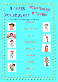 English vocabulary exercises elementary and intermediate level esl. Illnesses Vocabulary Worksheet