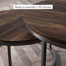 Next day delivery & free returns available. Stella Round Nesting Or Stacking Coffee Table Set Of 2 Wood Finish Metal Frame Warm Nutmeg Black Nathan James