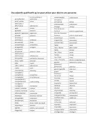 Adjectifs De Personalite Adjectifs Adjectifs De Personnalite Adjectif Qualificatif