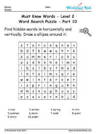 Find 18 words in this winter word search puzzle. Word Search Puzzle 100 Must Know Words For 2nd Grade Free Printable