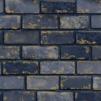 Golden brick wall, background, illustration. Dunkelblau Mitternachtsblau Metallic Gold Brick Stone Funktion Rustikal Tapete 3d Ebay