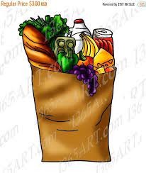 Grocery Paper Bag Clipart Grocery Clip Art Digital Stamp Etsy Digital Stamps Clip Art Food Coloring Pages