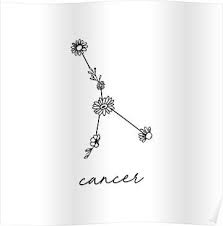 Gallery of constellation cancer tattoo. Cancer Zodiac Wildflower Constellation Poster Spine Tattoos For Women Cancer Zodiac Tattoo Tattoos