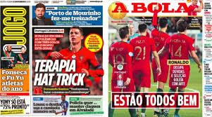 Portogallo logo the travel destination. Ronaldo Protagonista In Nazionale La Stampa Portoghese Terapia Tripletta