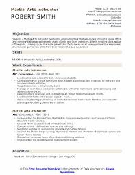 Martial Arts Instructor Resume Samples Qwikresume