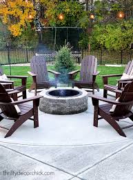 Polywood® features:oversized seat, curved back slats, and waterfall sol 72 outdoor™ get the traditional adirondack look you desire with the sol 72 traditional adirondack chair. Our Cozy Round Patio Fire Pit With New Chairs From Thrifty Decor Chick