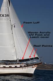 Luff 15.1m, foot 7.0m, leech 14.86m, 5mm luff tape area approx 51 sqm, think 8 oz. Roller Furling Genoa Uk Sailmakers