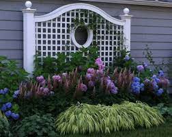 Walpole Trellis On A Shady Garage Wall Perfect For Hydrangea Astilbe And Hakone Grass Shade Perennials Landscape Design Porch Landscaping