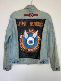 Vintage 1990 S Jimi Hendrix Grateful Dead Hand Painted Customized Gap Pioneer Denim Jacket Dead People S Shit