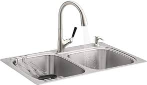 Why choose kohler kitchen faucets? Kohler K R75791 2pc Na All In One Kit Kitchen Sink Brushed Stainless Amazon Com