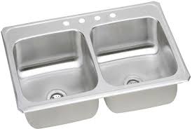 The finish suits any kitchen, whether industrial or modern. Elkay Cr43225 43 Inch Top Mount Double Bowl Stainless Steel Sink With 20 Gauge 7 Inch Bowl Depth 3 1 2 Inch Drain And Self Rim 5 Holes