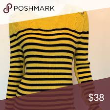 Black And Yellow Sweater Talbots Yellow Sweater With Black Stripes Nwt Talbots Sweater Yellow With Black Stripes And Decorative Buttons At Top With Images Clothes Design Fashion Yellow Sweater