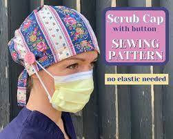 Scrub Hat Sewing Pattern No Elastic Pdf Surgical Cap Pattern Etsy Scrub Hat Patterns Hat Patterns To Sew Cap Patterns