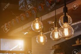 Decorative Antique Style Filament Led Light Bulbs In Restaurant Stock Photo Picture And Royalty Free Image Image 81124088