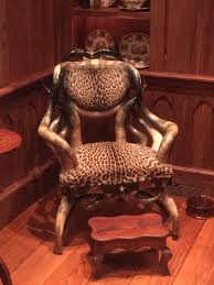 This Antique Chair Made Of Leopard Skin And Cattle Horn Atbge