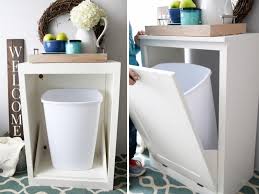 Patterned Rug White Tilt Out Cabinet For Trash Can Storage Wooden Tray Metal Handles White Ceramic Vase Flowers Apples Clever Ways To Conceal Trash Can In A Kitchen Kitchen How To Hide