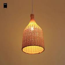 Bamboo Wicker Rattan Basket Shade Pendant Light Fixture Rustic Country Hanging Lamp Avize Luminaria Di Pendant Lamp Shade Pendant Light Fixtures Rustic Ceiling