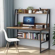 Tribesigns industrial computer desk with 5 tier storage shelves, 67 inch large office desk study writing table workstation with corner bookshelf and tower shelf for home office, retro brown average rating: Tribesigns Retro Computer Desk Hutch Bookshelf
