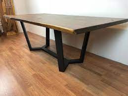 Table with solid wood top and laser cut metal base trog by elite to be. 51 Steel Table Base Ideas Steel Table Table Base Steel Table Base