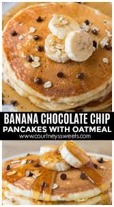 These Banana Chocolate Chip Pancakes With Oatmeal Are Healthy And Nutritiou Banana Chocolate Chip Pancakes Chocolate Chip Pancakes Recipe Banana Chocolate Chip