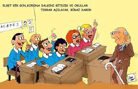 Milyonlarca öğrenci ve velileri okulların açılacağı tarihi araştırıyor. Karikatur Gundem Facebook