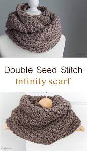 Brown Double Seed Stitch Infinity Scarf Handmade Hand Knitted High Quality Acrylic Wool Blend Double Seed Stitch Seed Stitch Scarf Seed Stitch