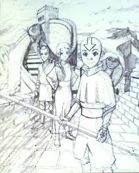 Aang Momo Katara Sokka And Appa Sketch Of The Official Atla Poster Easy Drawings Avatar The Last Airbender Drawings