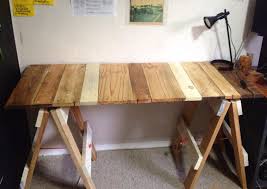 Upcycled Pallet Diy Trestle Table Office Desk Pallet Diy Pallet Furniture Pallet Projects Furniture