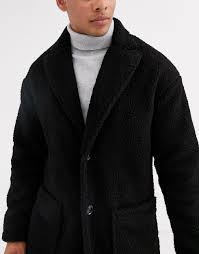 Another Influence Synthetic Unisex Longline Borg Coat In Black Lyst