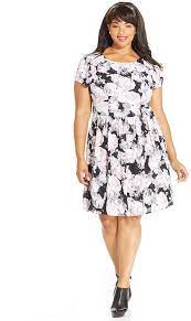 Trixxi Plus Size Floral Print Skater Dress Short Dresses Casual Fit Flare Dress Plus Size Skater Dress