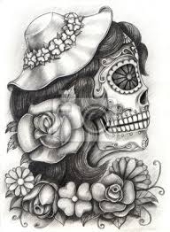 Si vous aimez les tatouages de femmes, en voici un. Crane Art Jour Mort Conception Femmes Crane Tete Action Autocollants Murales Cadavre Culture Indigene Motif Floral Myloview Fr
